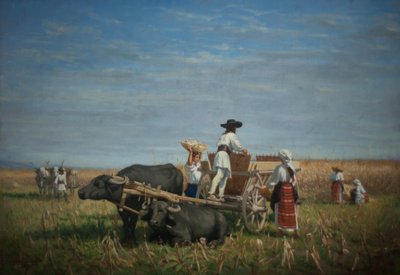 Corn Harvest in Transylvania by Jules Jacques Jacot Guillarmod